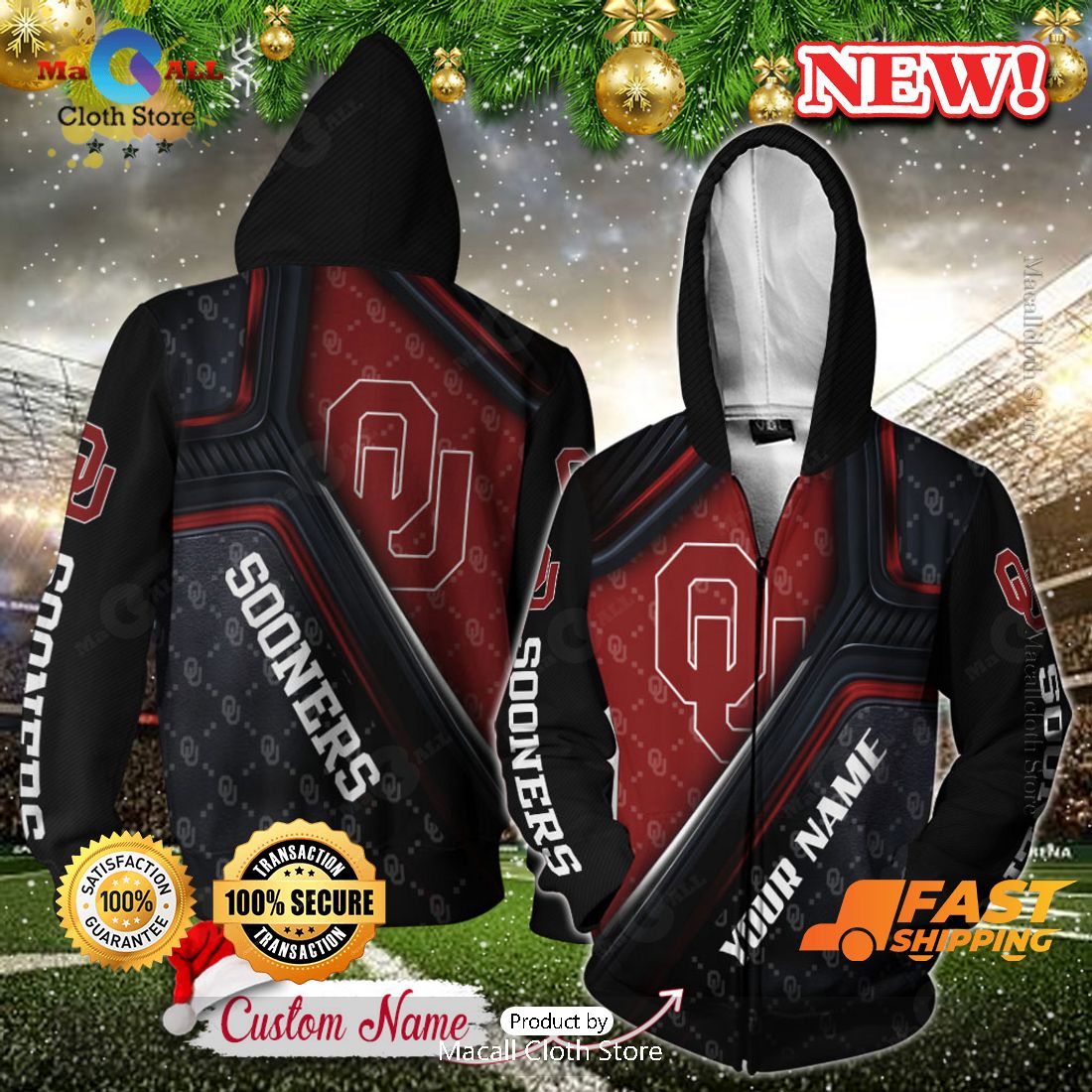 NCAA Oklahoma Sooners Custom Name Hoodie, Sweatshirt 3D