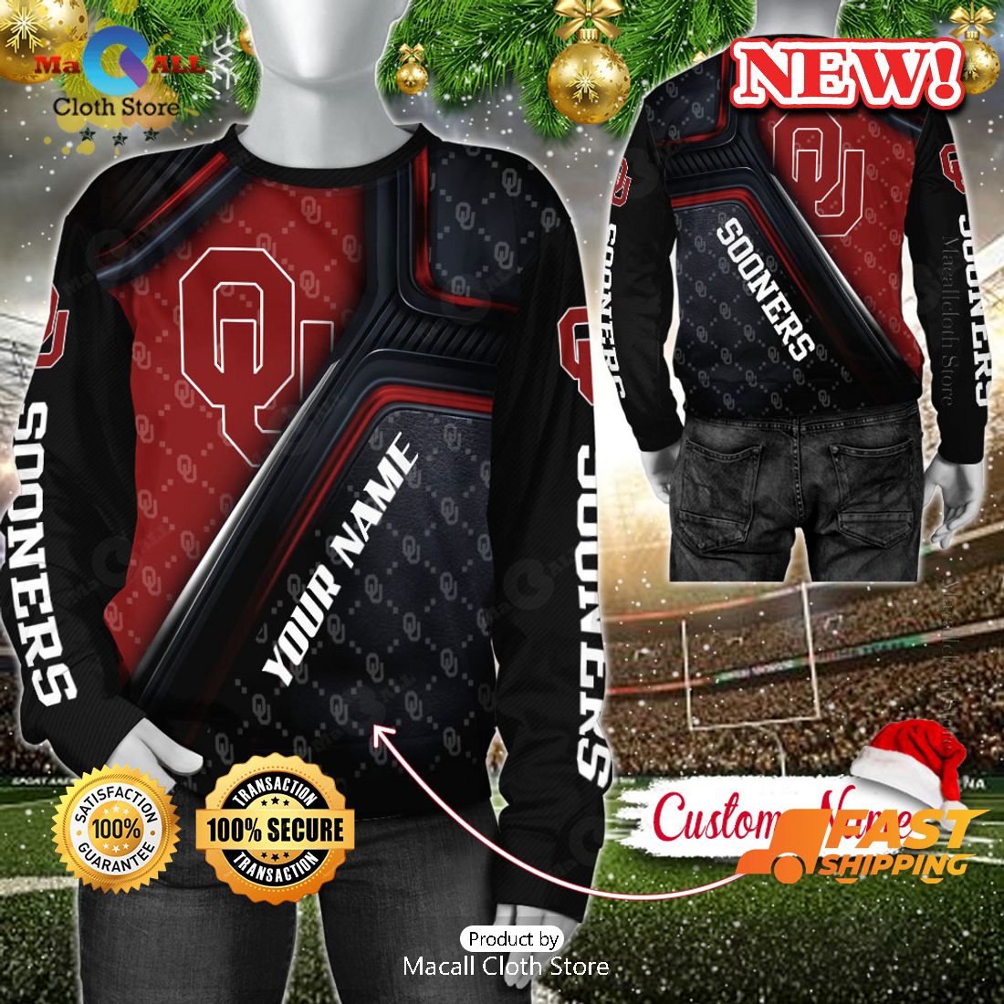 NCAA Oklahoma Sooners Custom Name Hoodie, Sweatshirt 3D
