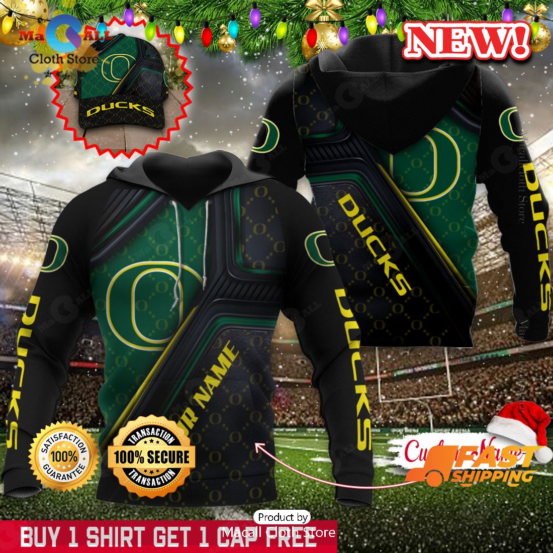 NCAA Oregon Ducks Custom Name Hoodie, Sweatshirt 3D