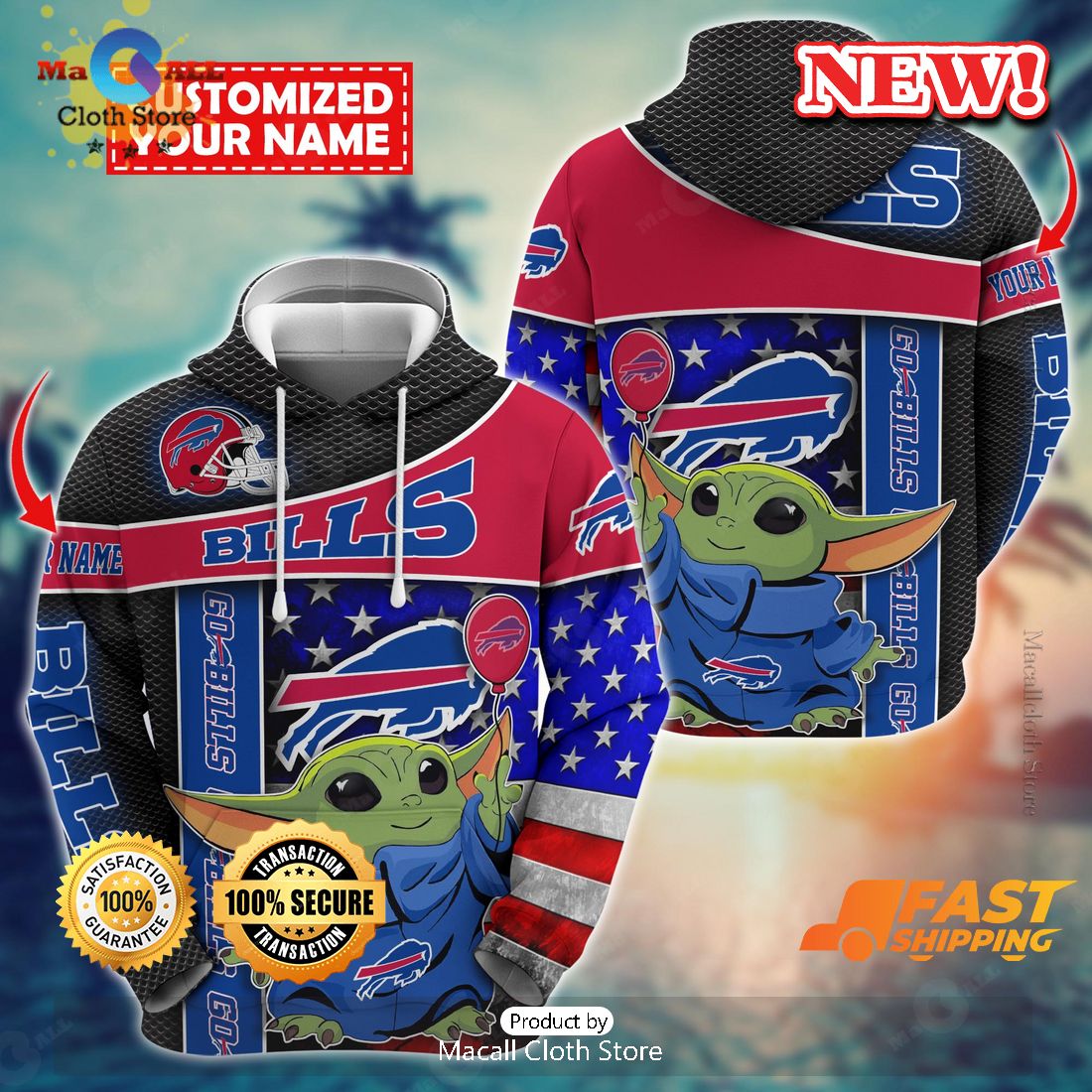 Buffalo Bills Baby Yoda Custom Name Trending For This Season Hoodie 3D Buffalo Bills Baby Yoda Custom Name Trending For This Season Hoodie 3D