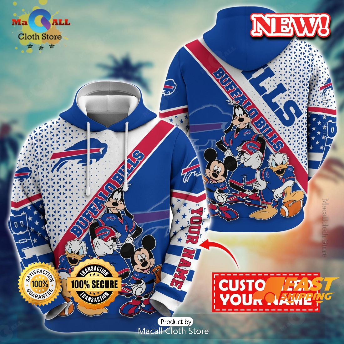 Buffalo Bills Character Cartoon Movie Custom Name Hoodie 3D
