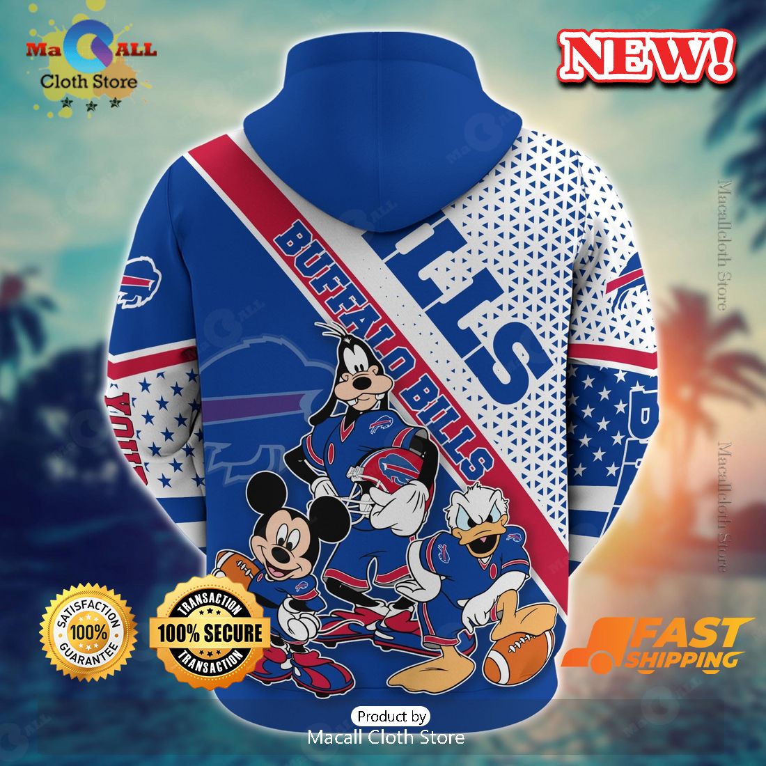Buffalo Bills Character Cartoon Movie Custom Name Hoodie 3D Buffalo Bills Character Cartoon Movie Custom Name Hoodie 3D