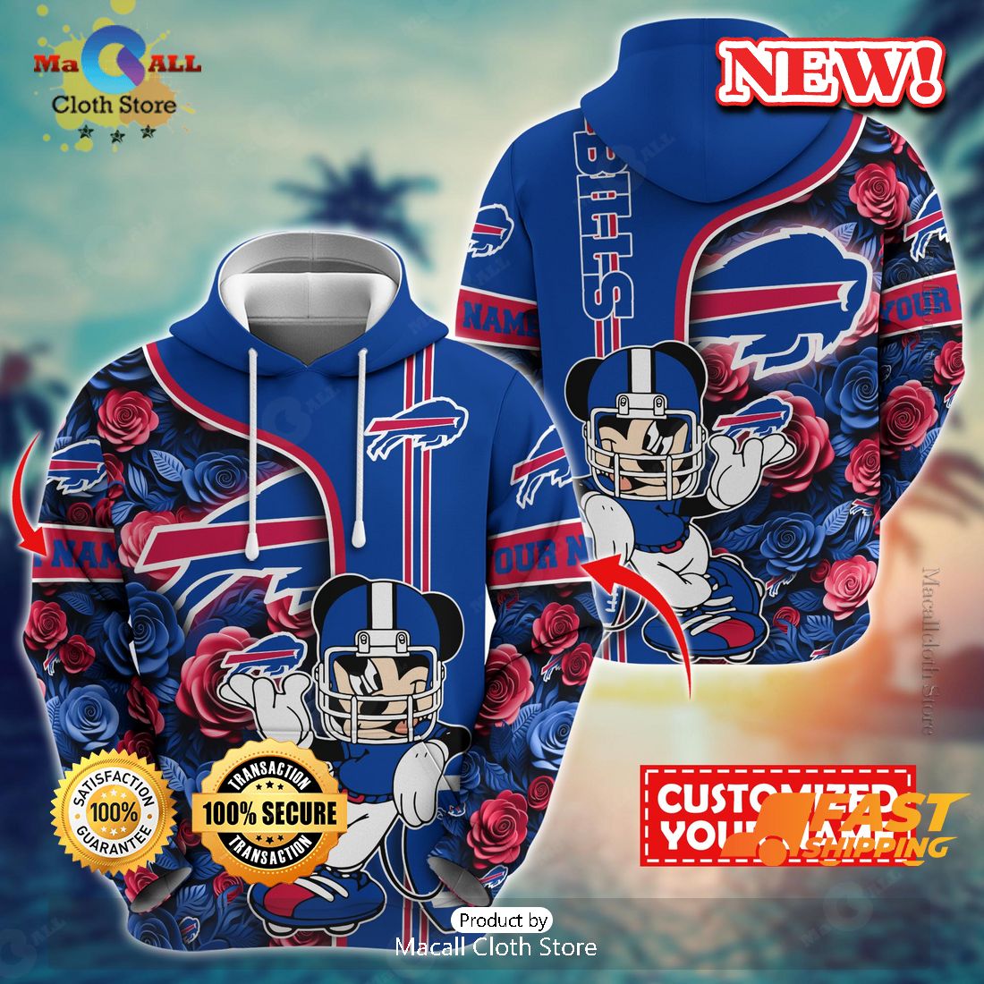Buffalo Bills Flower Custom Name Best Arrivals Hoode 3D