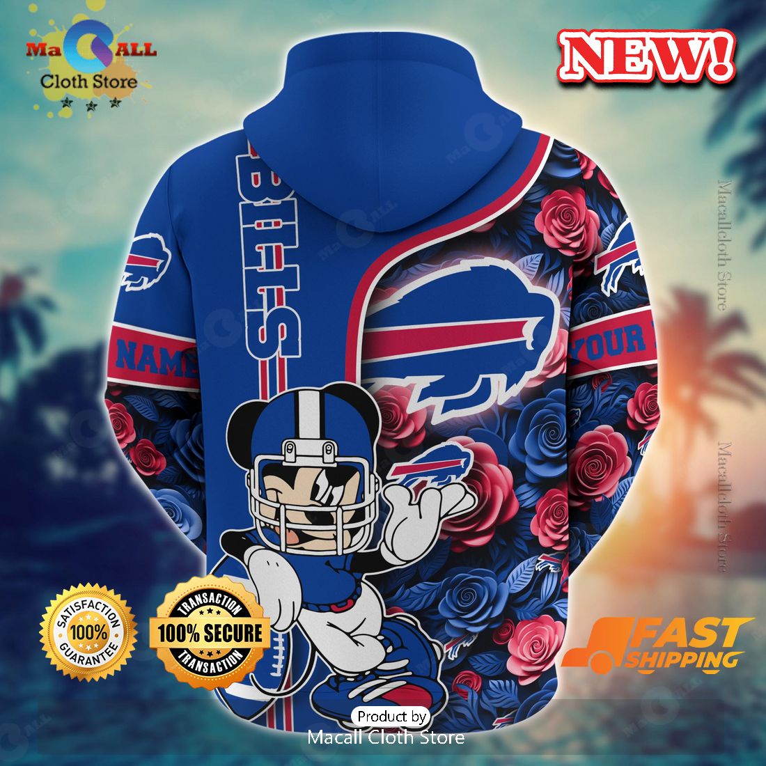 Buffalo Bills Flower Custom Name Best Arrivals Hoode 3D Buffalo Bills Flower Custom Name Best Arrivals Hoode 3D