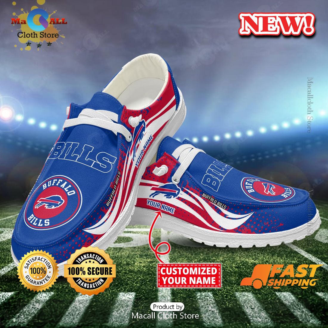 Buffalo Bills Custom Name Latest Arrivals Hey Dude Shoes