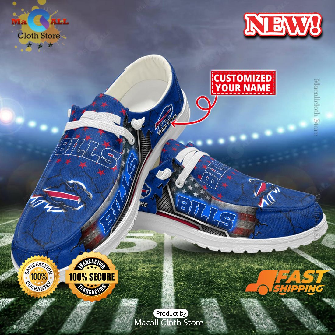 Buffalo Bills Custom Name Special Arrivals Hey Dude Shoes