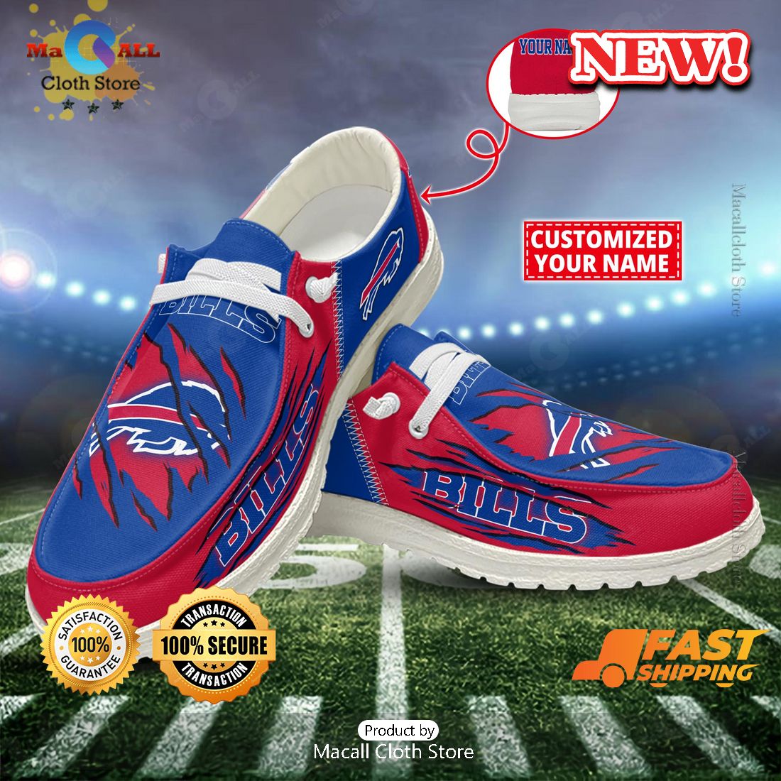 NEW Buffalo Bills Customize New Arrivals Hey Dude Shoes
