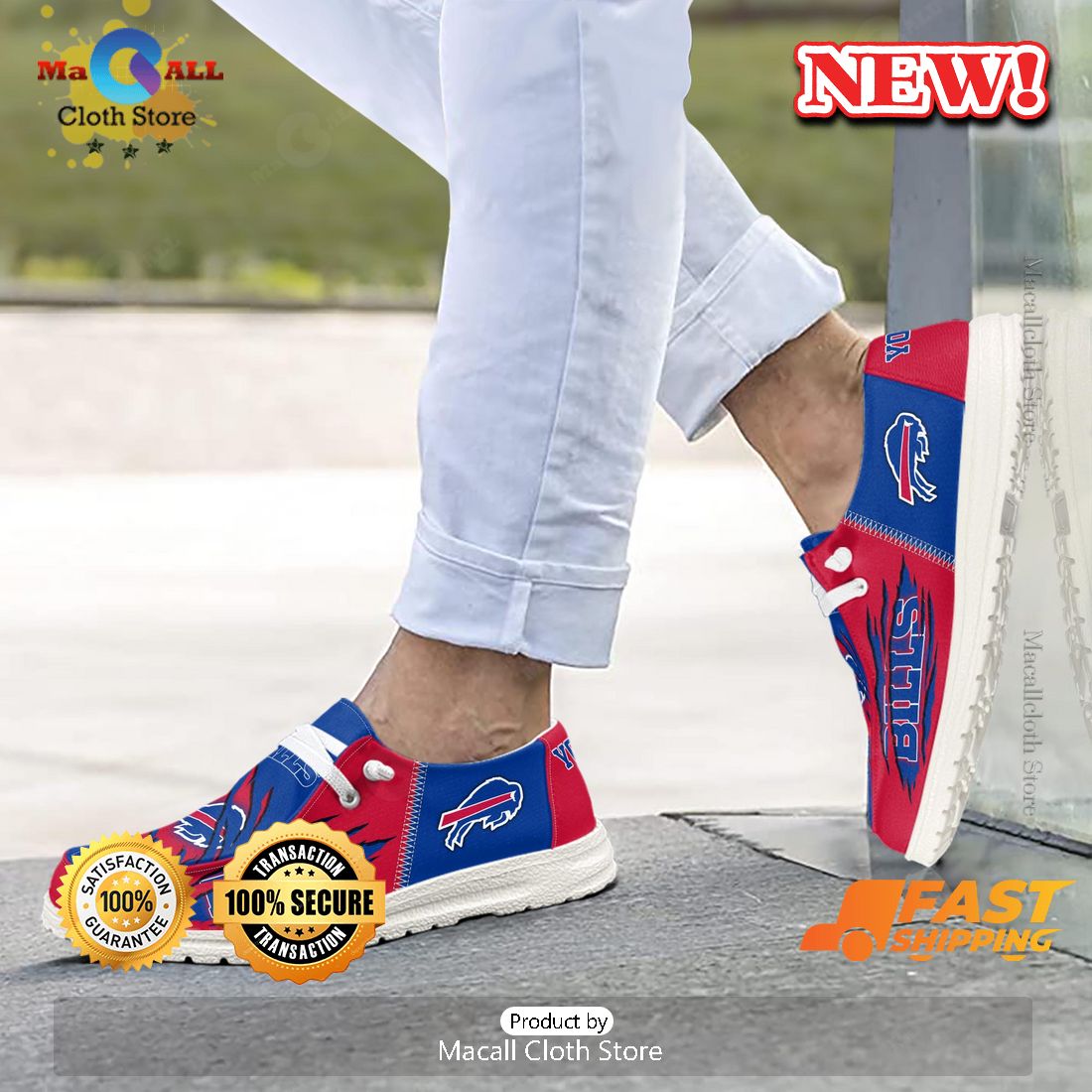 NEW Buffalo Bills Customize New Arrivals Hey Dude Shoes