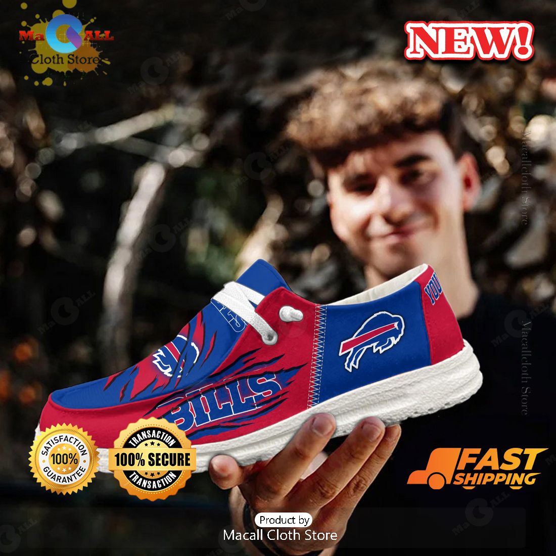 NEW Buffalo Bills Customize New Arrivals Hey Dude Shoes
