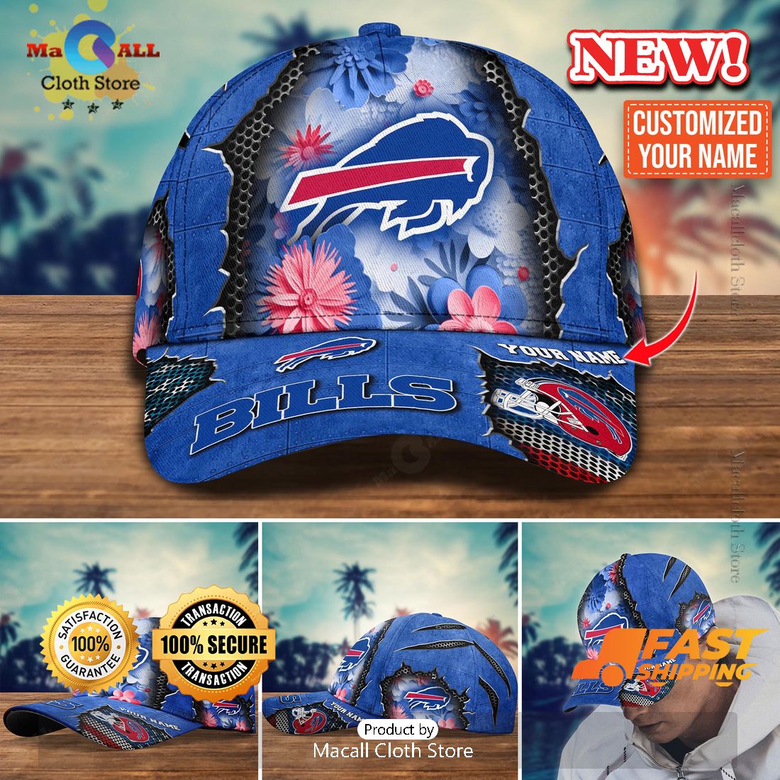 Buffalo Bills Flag Flower Trending New Arrivals Custom Cap Buffalo Bills Flag Flower Trending New Arrivals Custom Cap