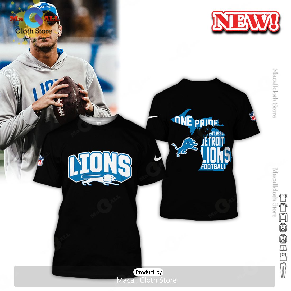 One Pride Detroit Lions All Over Printed Clothes Hoodie 3D One Pride Detroit Lions All Over Printed Clothes Hoodie 3D
