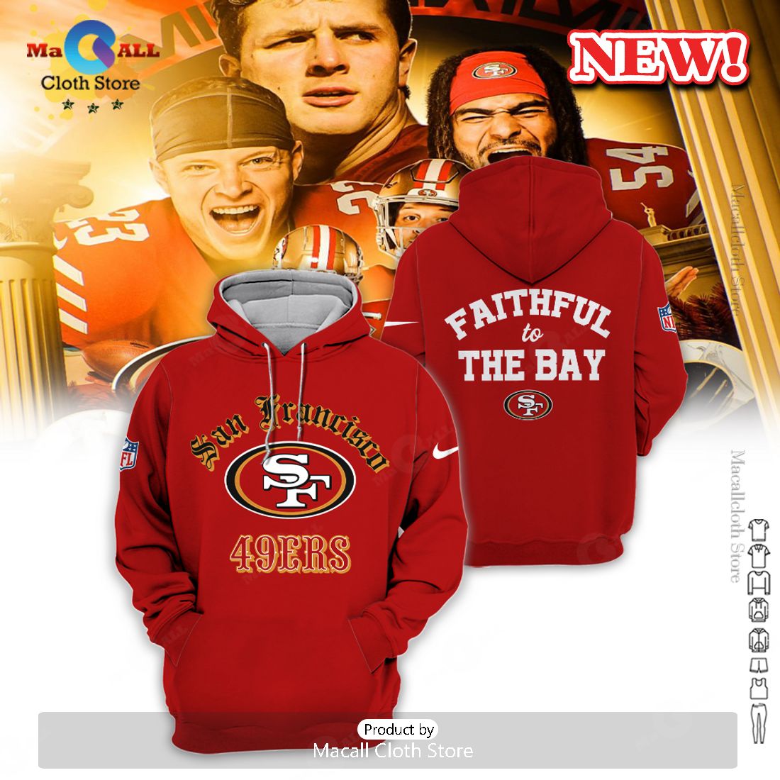 San Francisco 49ers All Over Printed Clothes Red Hoodie 3D San Francisco 49ers All Over Printed Clothes Red Hoodie 3D