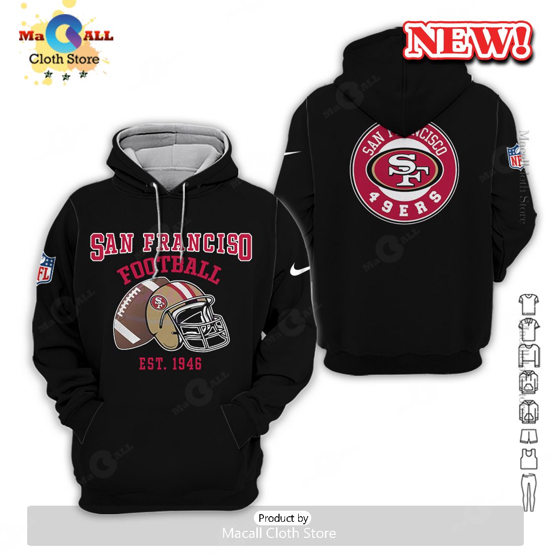 San Francisco 49ers Foortball All Over Printed Clothes Hoodie San Francisco 49ers Foortball All Over Printed Clothes Hoodie