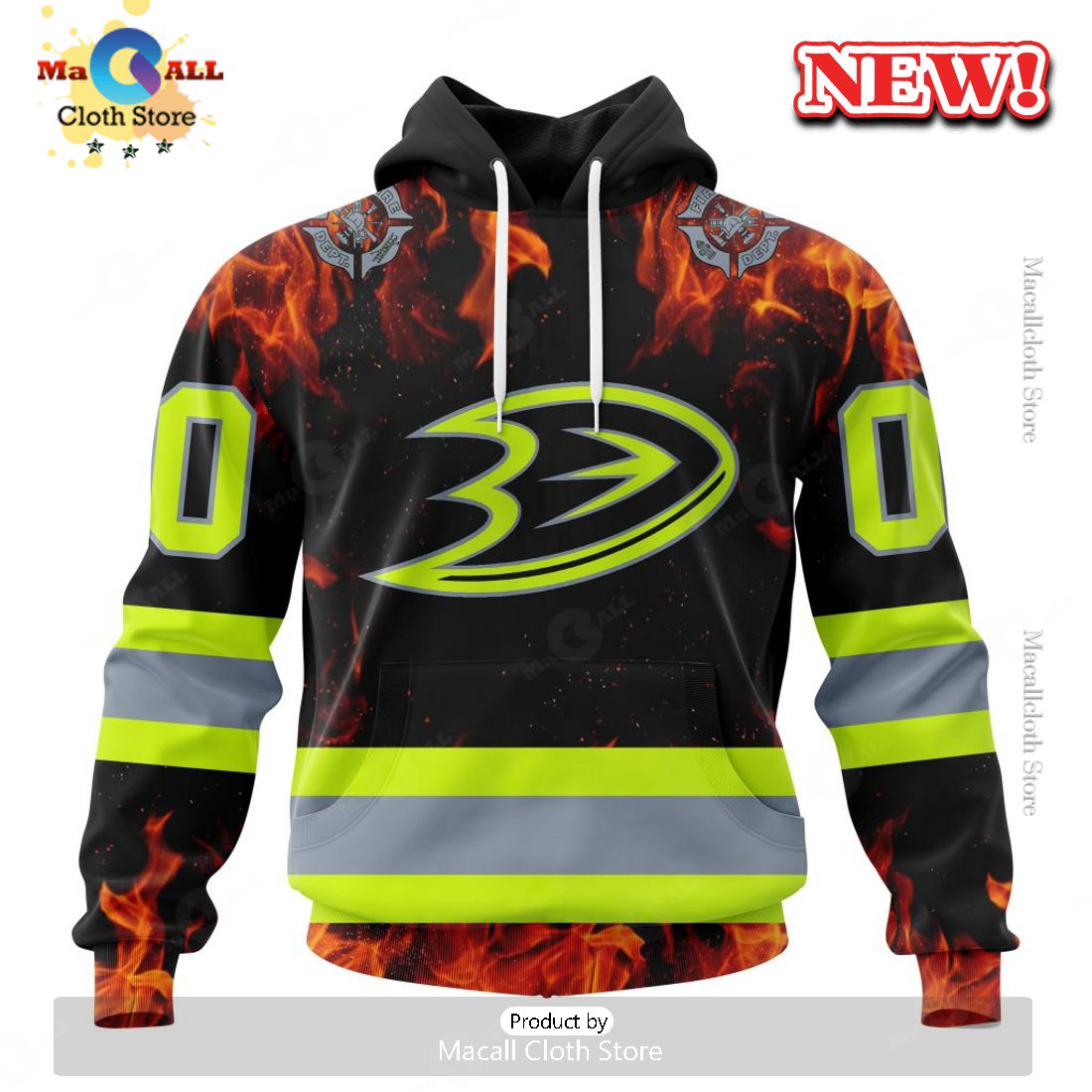 NHL Anaheim Ducks Special Design Honoring Firefighters Hoodie 3D NHL Anaheim Ducks Special Design Honoring Firefighters Hoodie 3D