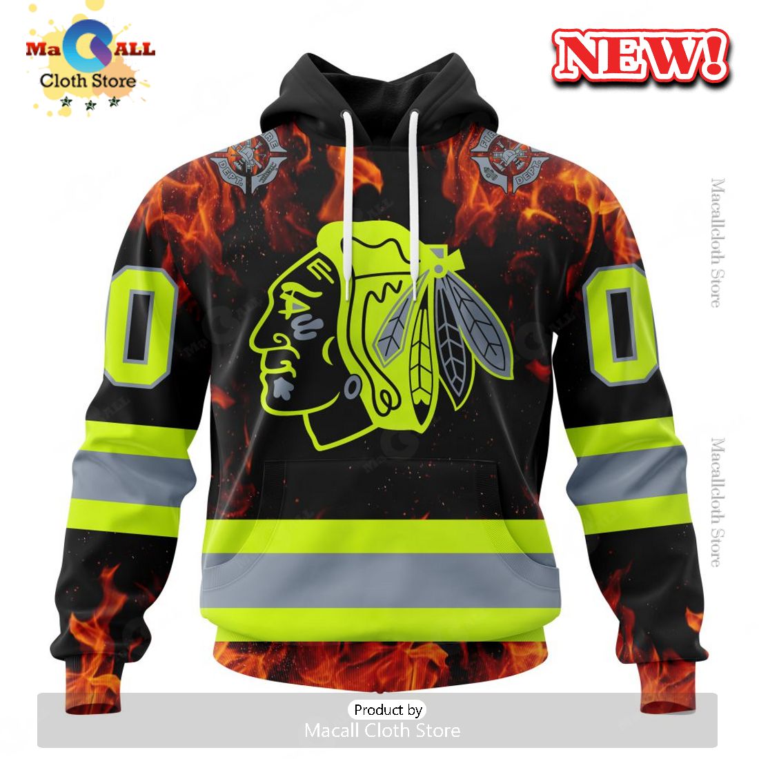 NHL Chicago Blackhawks Special Design Honoring Firefighters Hoodie 3D NHL Chicago Blackhawks Special Design Honoring Firefighters Hoodie 3D