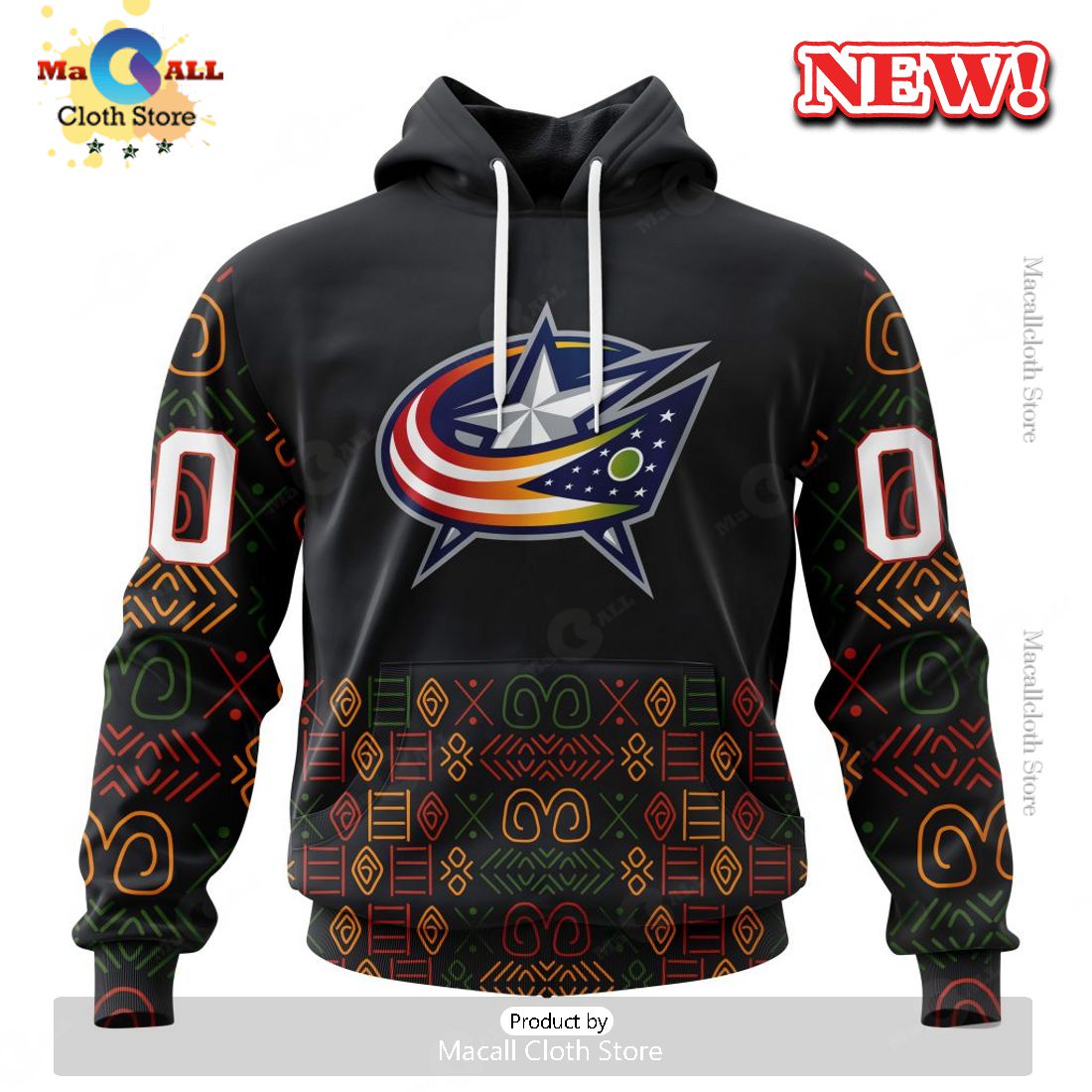 NHL Columbus Blue Jackets Special Design For Black History Month Hoodie 3D NHL Columbus Blue Jackets Special Design For Black History Month Hoodie 3D
