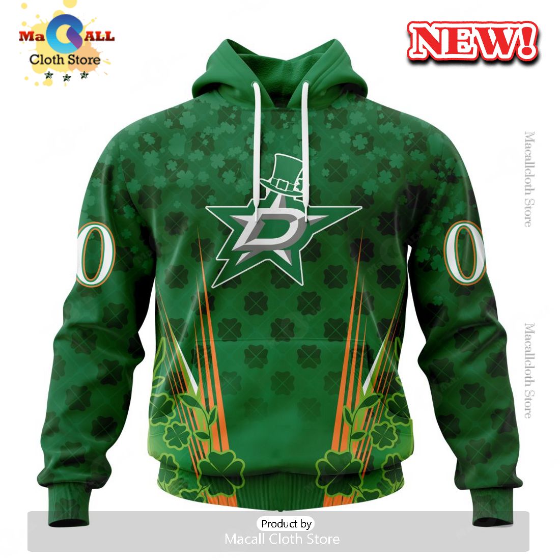 NHL Dallas Stars Special Design For St. Patrick's Day Hoodie 3D NHL Dallas Stars Special Design For St. Patrick's Day Hoodie 3D