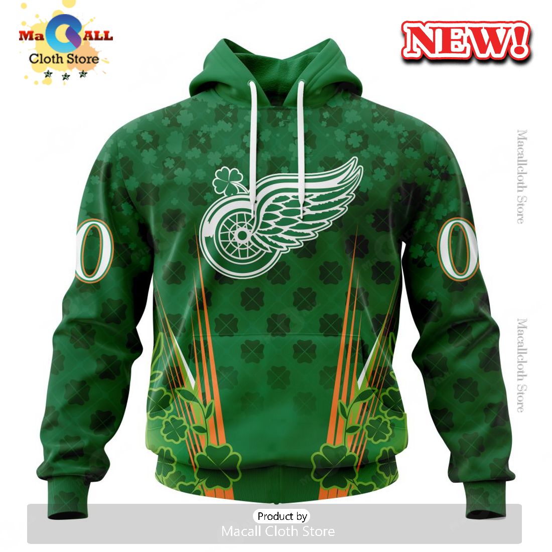 NHL Detroit Red Wings Special Design For St. Patrick's Day Hoodie 3D NHL Detroit Red Wings Special Design For St. Patrick's Day Hoodie 3D