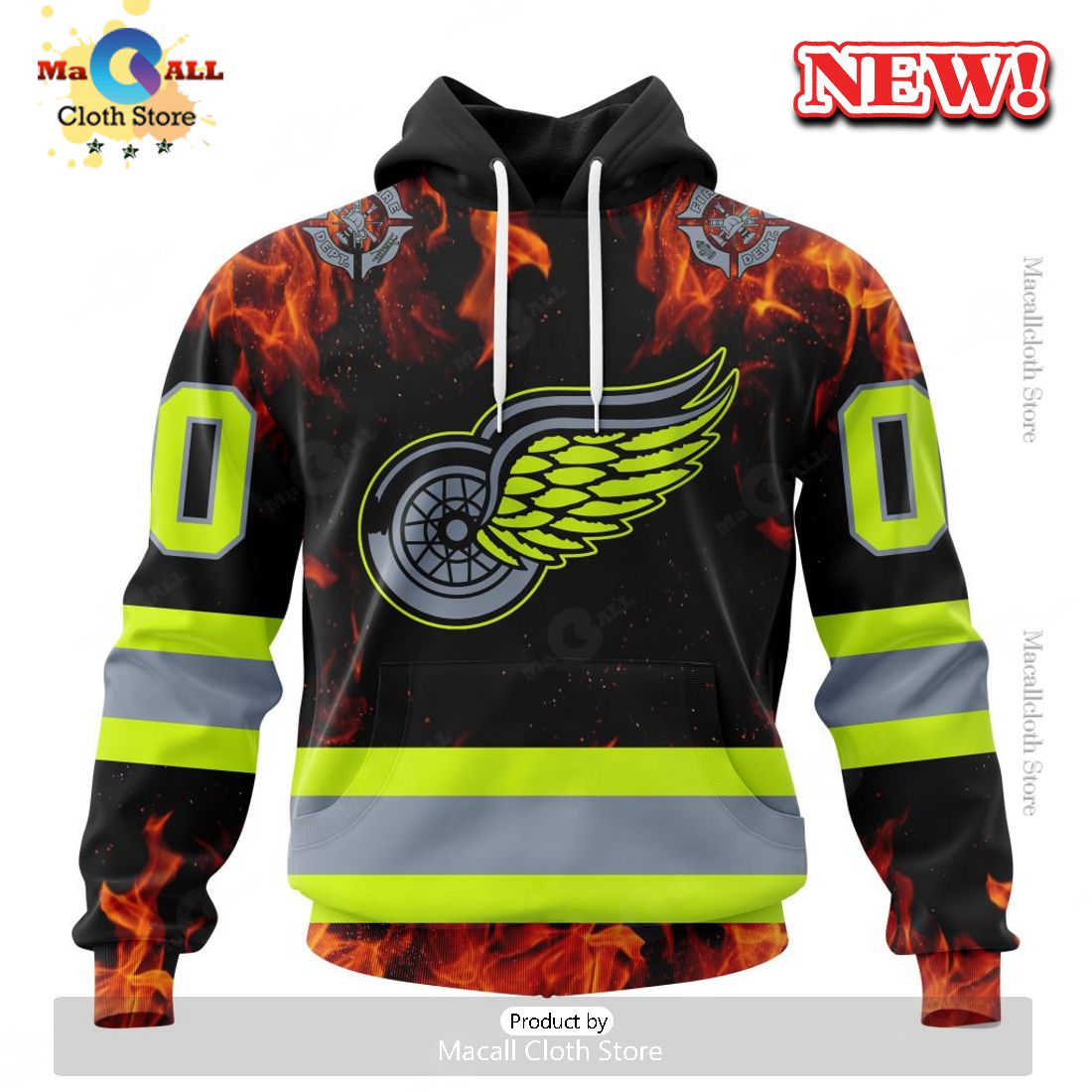 NHL Detroit Red Wings Special Design Honoring Firefighters Hoodie 3D NHL Detroit Red Wings Special Design Honoring Firefighters Hoodie 3D