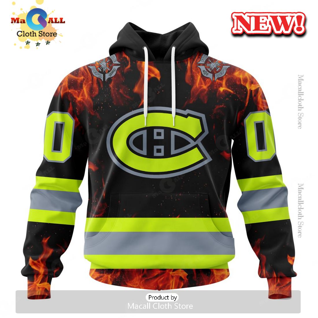 NHL Montreal Canadiens Special Design Honoring Firefighters Hoodie 3D NHL Montreal Canadiens Special Design Honoring Firefighters Hoodie 3D