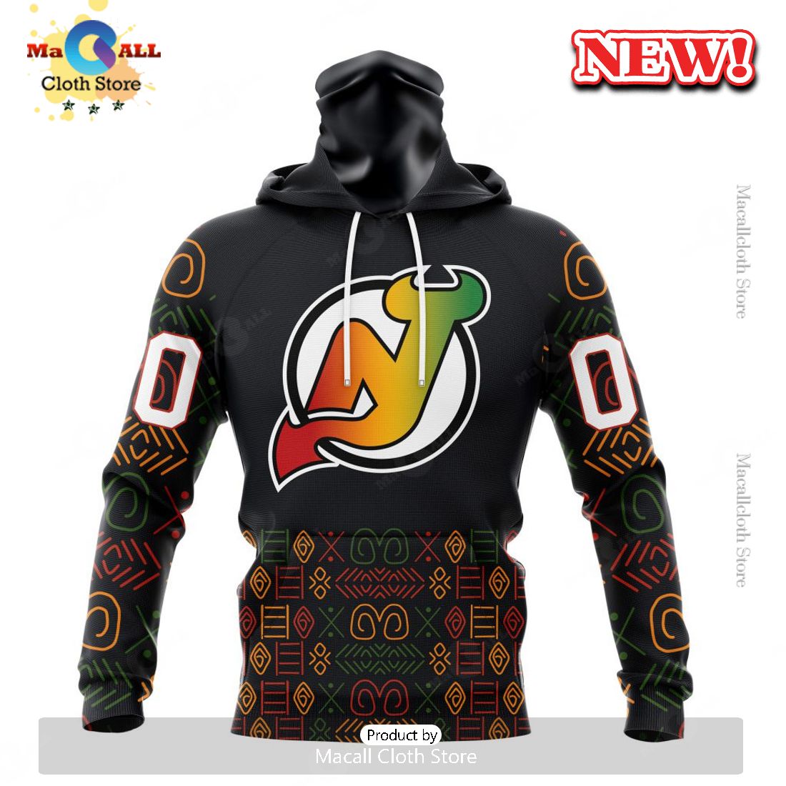 NHL New Jersey Devils Special Design For Black History Month Hoodie 3D NHL New Jersey Devils Special Design For Black History Month Hoodie 3D