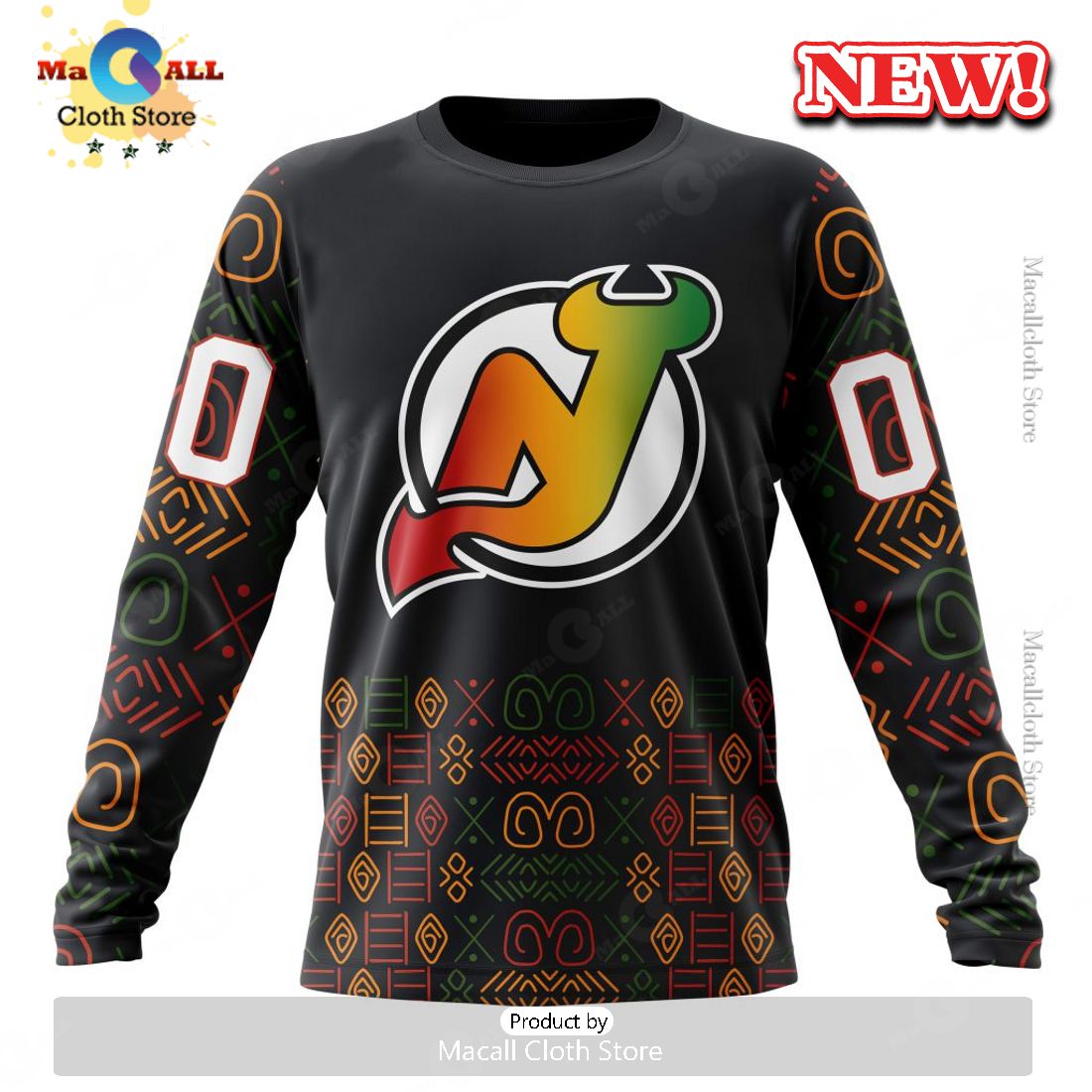 NHL New Jersey Devils Special Design For Black History Month Hoodie 3D NHL New Jersey Devils Special Design For Black History Month Hoodie 3D