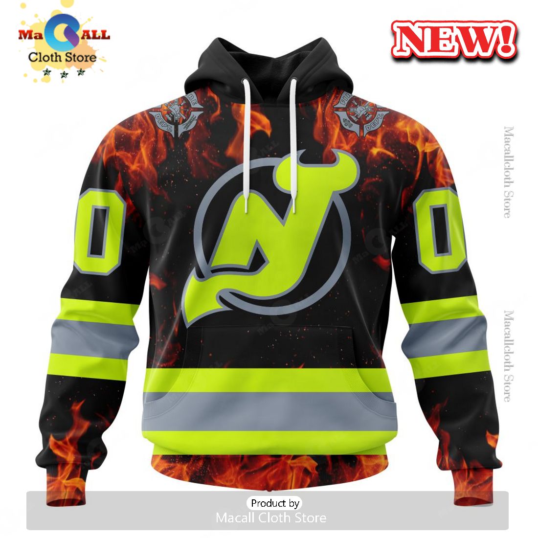 NHL New Jersey Devils Special Design Honoring Firefighters Hoodie 3D