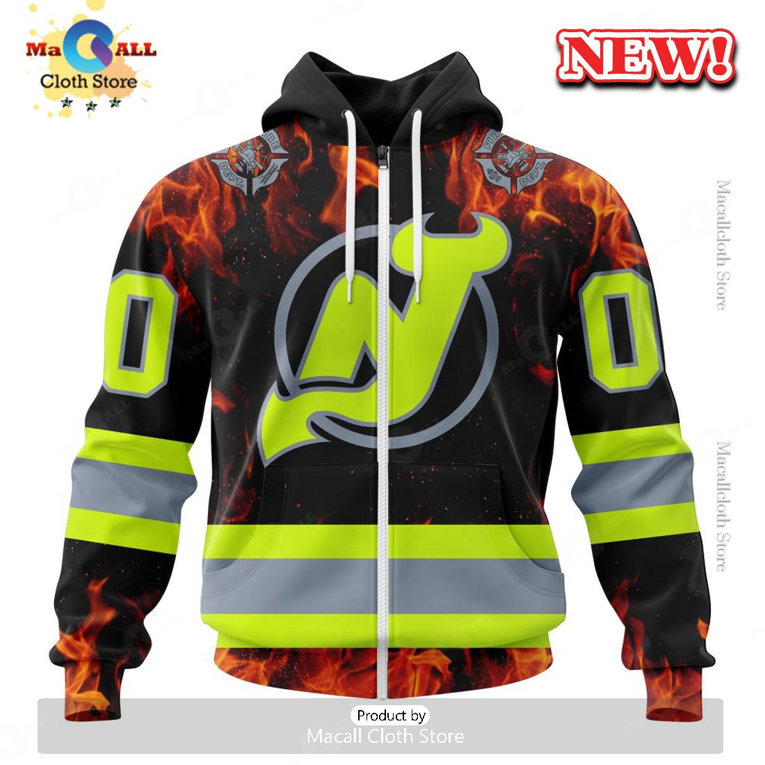 NHL New Jersey Devils Special Design Honoring Firefighters Hoodie 3D
