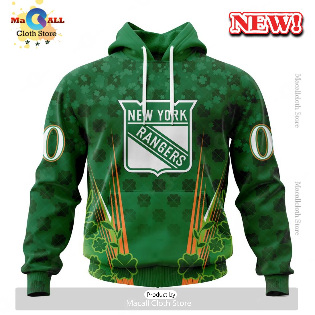 NHL New York Rangers Special Design For St. Patrick's Day Hoodie 3D NHL New York Rangers Special Design For St. Patrick's Day Hoodie 3D