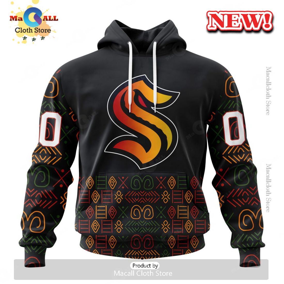 NHL Seattle Kraken Special Design For Black History Month Hoodie 3D NHL Seattle Kraken Special Design For Black History Month Hoodie 3D