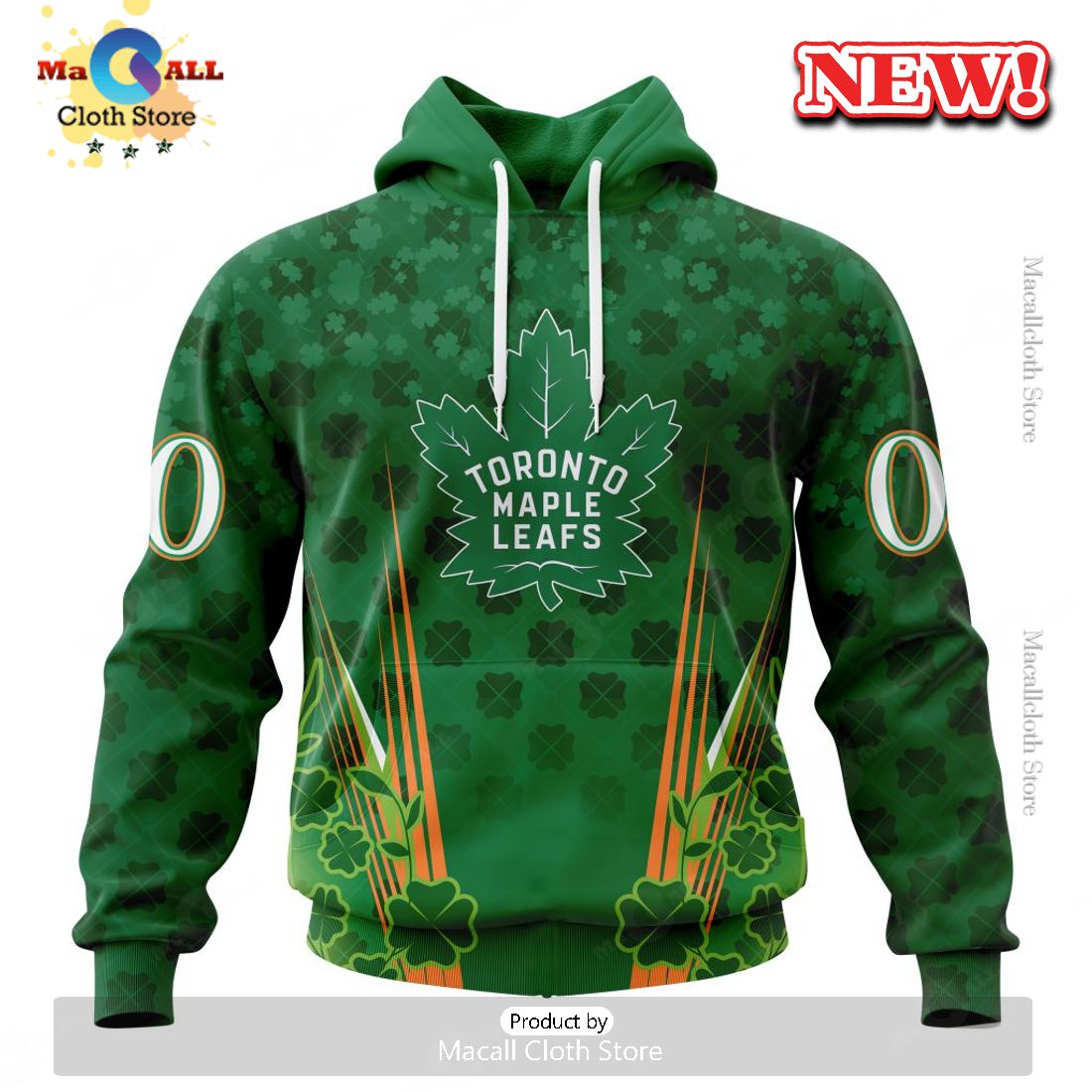 NHL Toronto Maple Leafs Special Design For St. Patrick's Day Hoodie 3D NHL Toronto Maple Leafs Special Design For St. Patrick's Day Hoodie 3D