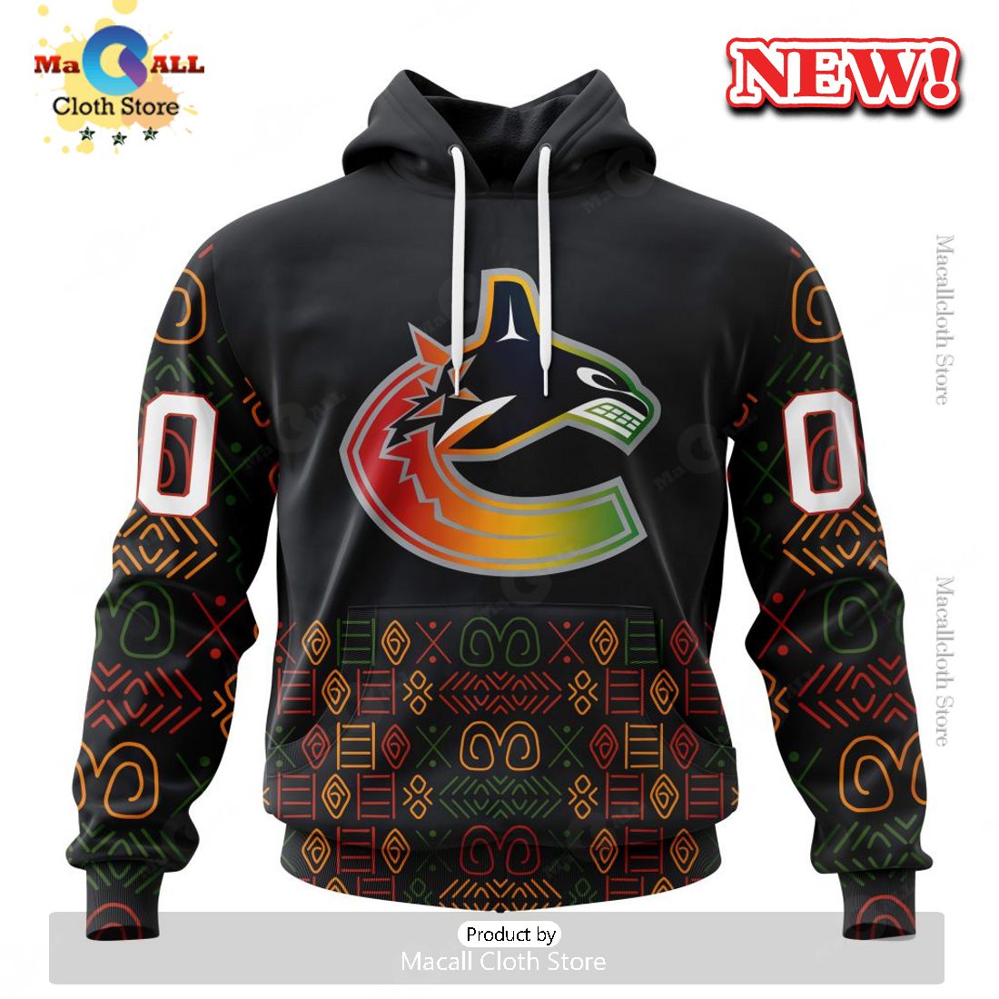 NHL Vancouver Canucks Special Design For Black History Month Hoodie 3D NHL Vancouver Canucks Special Design For Black History Month Hoodie 3D