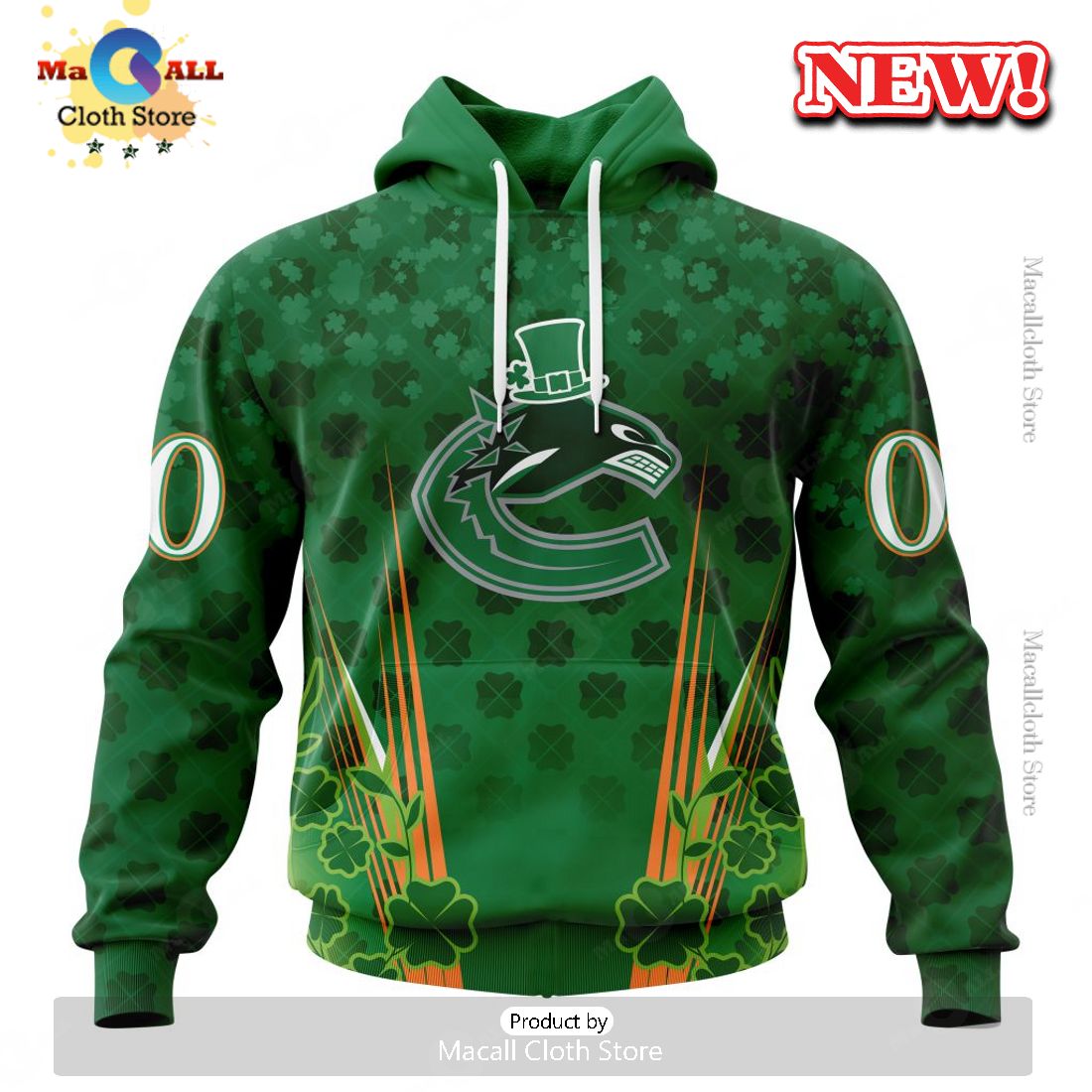 NHL Vancouver Canucks Special Design For St. Patrick's Day Hoodie 3D NHL Vancouver Canucks Special Design For St. Patrick's Day Hoodie 3D