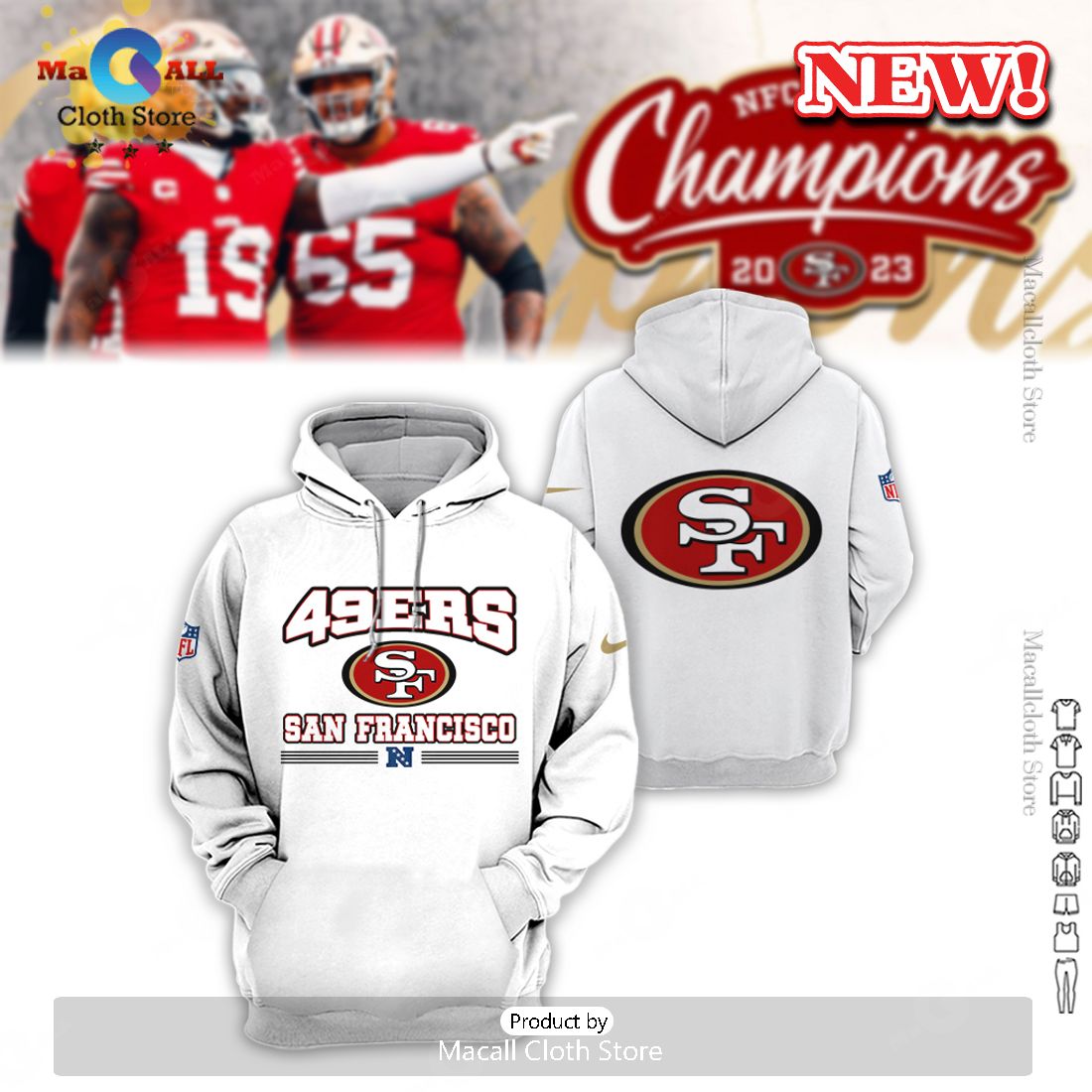 San Francisco 49ers Champions All Over Printed Red Clothes Hoodie 3D San Francisco 49ers Champions All Over Printed Red Clothes Hoodie 3D
