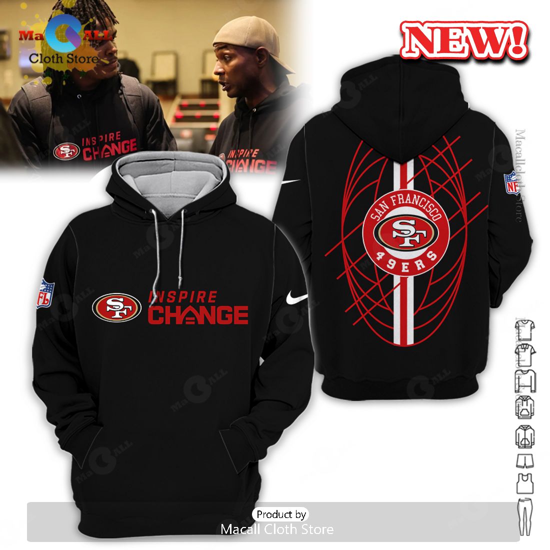 San Francisco 49ers Dispire Change 2023 All Over Printed Clothes Black Hoodie 3D San Francisco 49ers Dispire Change 2023 All Over Printed Clothes Black Hoodie 3D