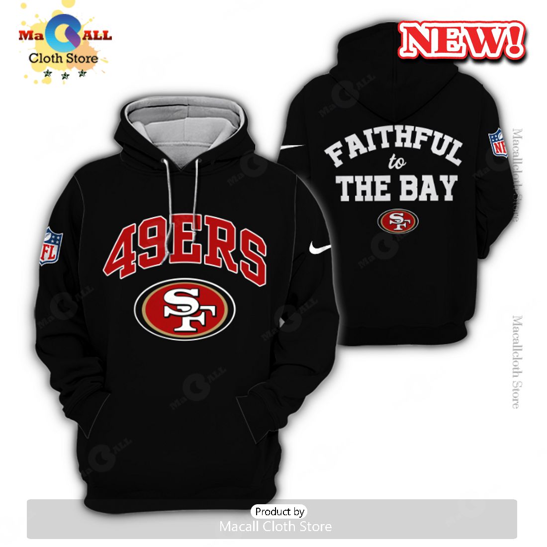 San Francisco 49ers Faithful To The Bay Black Gifts Hoodie 3D All Over Printed San Francisco 49ers Faithful To The Bay Black Gifts Hoodie 3D All Over Printed