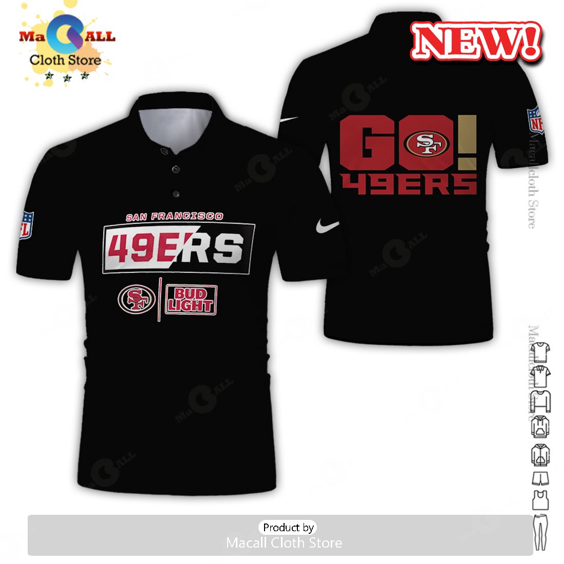 San Francisco 49ers Go Bud Light Black Foortball Hoodie 3D San Francisco 49ers Go Bud Light Black Foortball Hoodie 3D