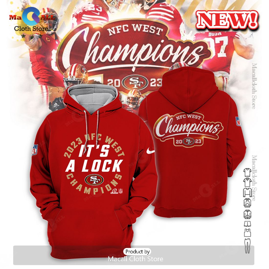 San Francisco 49ers It’s A Lock Red Champions Hoodie 3D