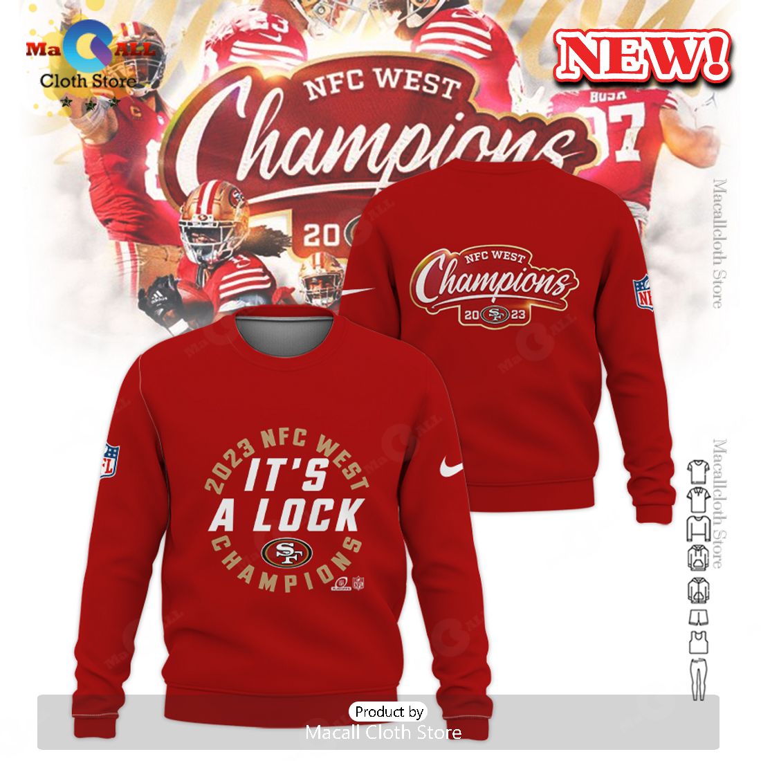 San Francisco 49ers It's A Lock Red Champions Hoodie 3D
