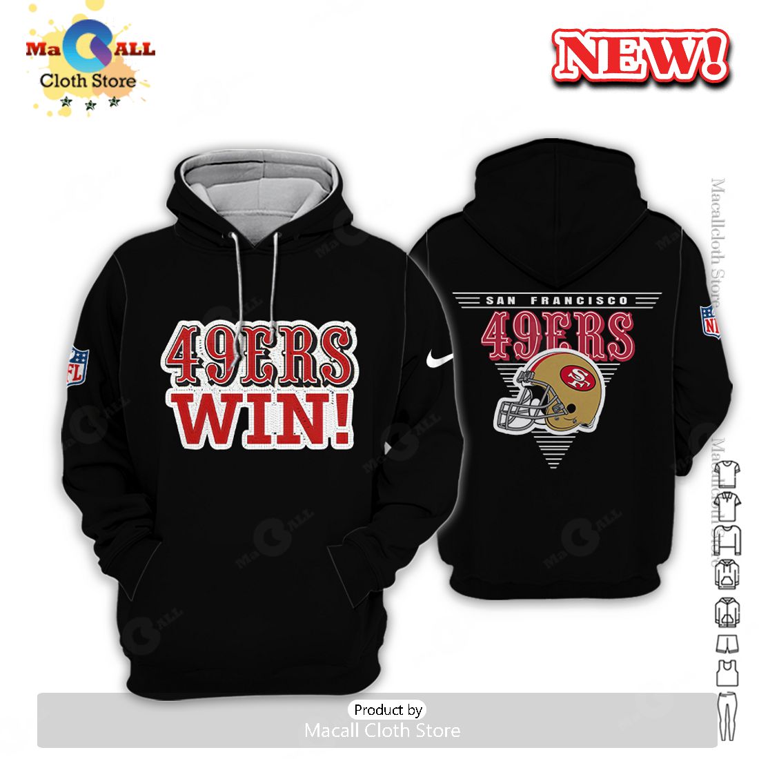 San Francisco 49ers Win Black All Over Printed Clothes Hoodie 3D San Francisco 49ers Win Black All Over Printed Clothes Hoodie 3D