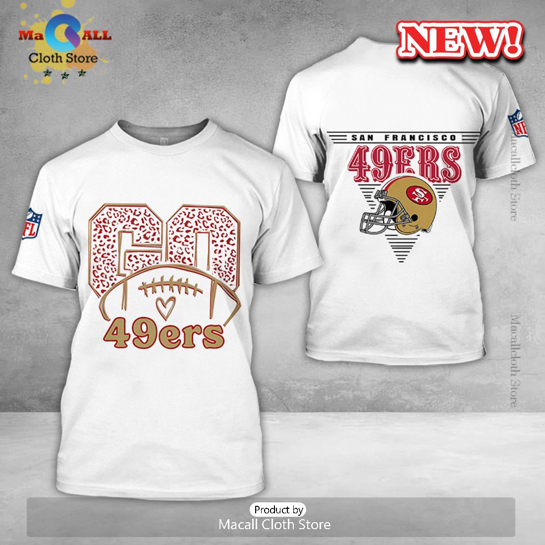 San Francisco Go 49ers All Over Printed Clothes White Football Hoodie 3D