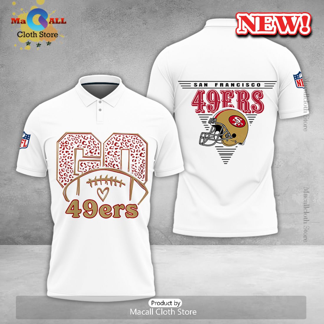 San Francisco Go 49ers All Over Printed Clothes White Football Hoodie 3D