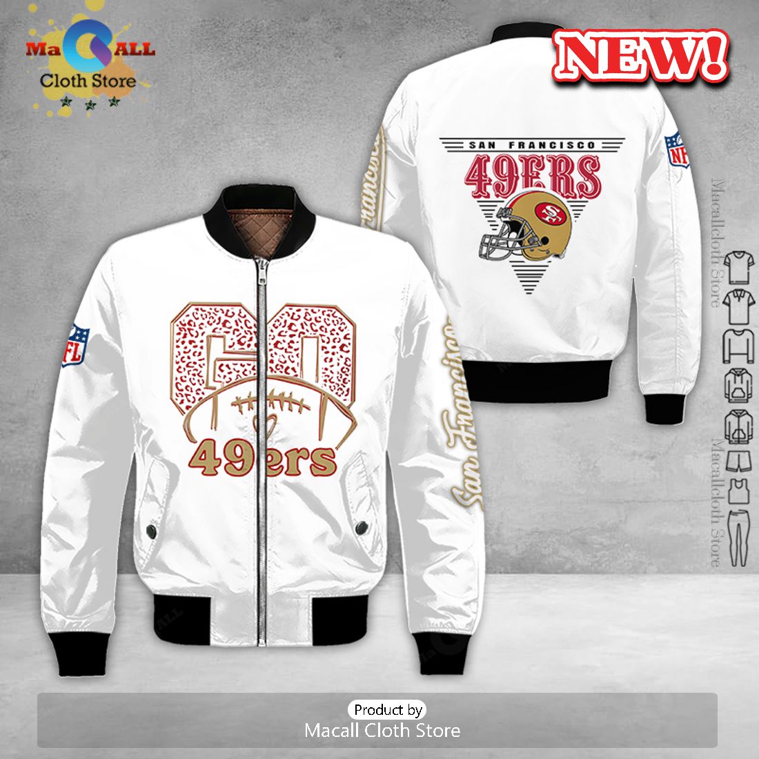 San Francisco Go 49ers All Over Printed Clothes White Football Hoodie 3D