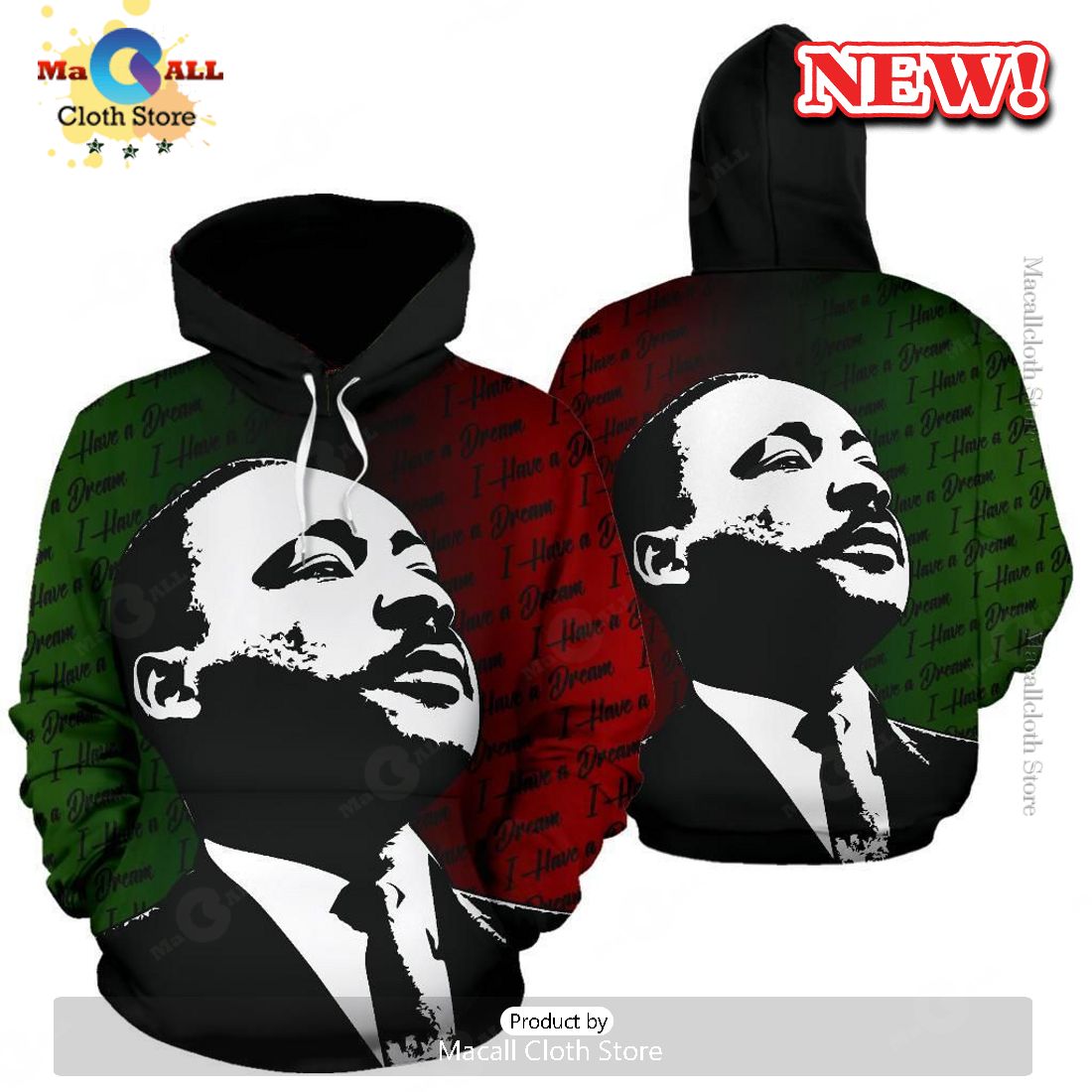 African American Martin Luther King Pullover Hoodie 3D African American Martin Luther King Pullover Hoodie 3D