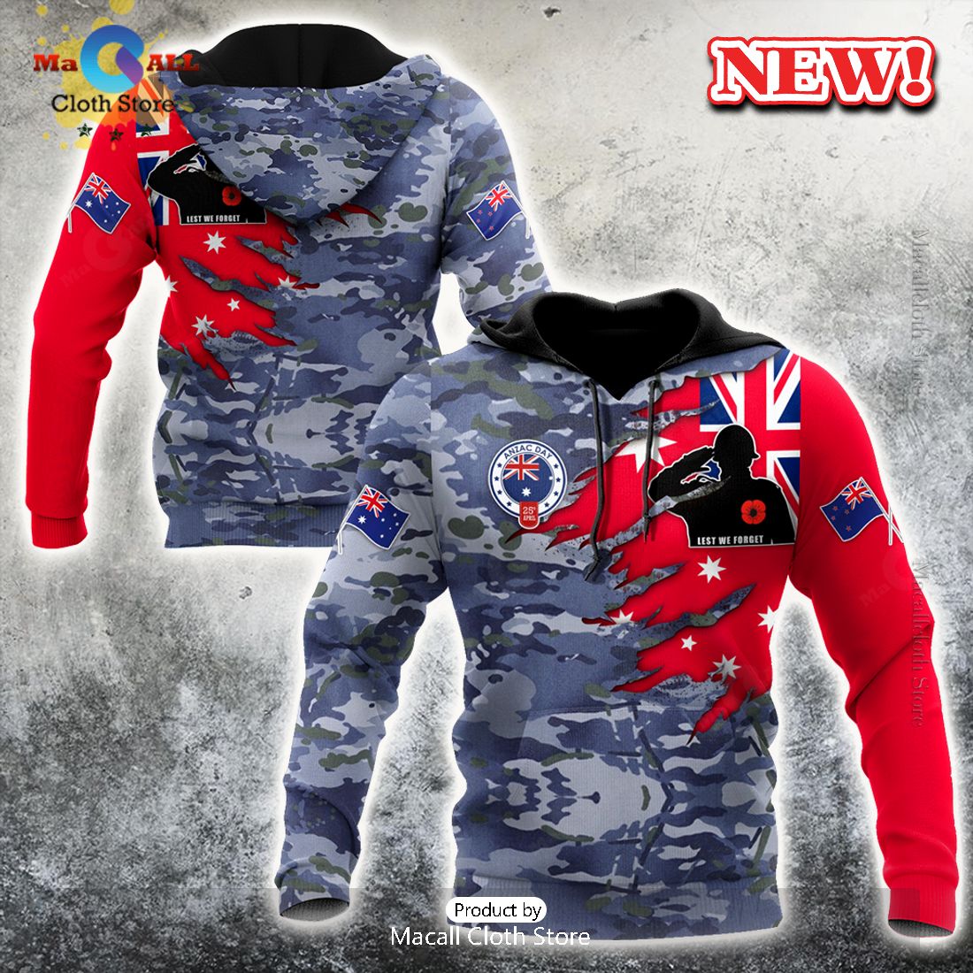 Anzac Day Remembrance Kiwi And Australia Navy Veteran Camo Hoodie 3D Anzac Day Remembrance Kiwi And Australia Navy Veteran Camo Hoodie 3D