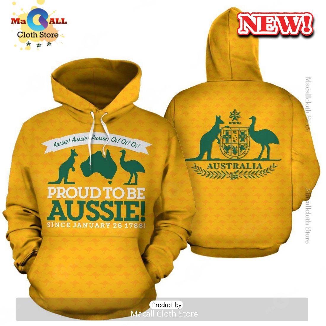 Australia Day - Proud To Be Aussie Pullover Hoodie 3D - Macall Cloth ...