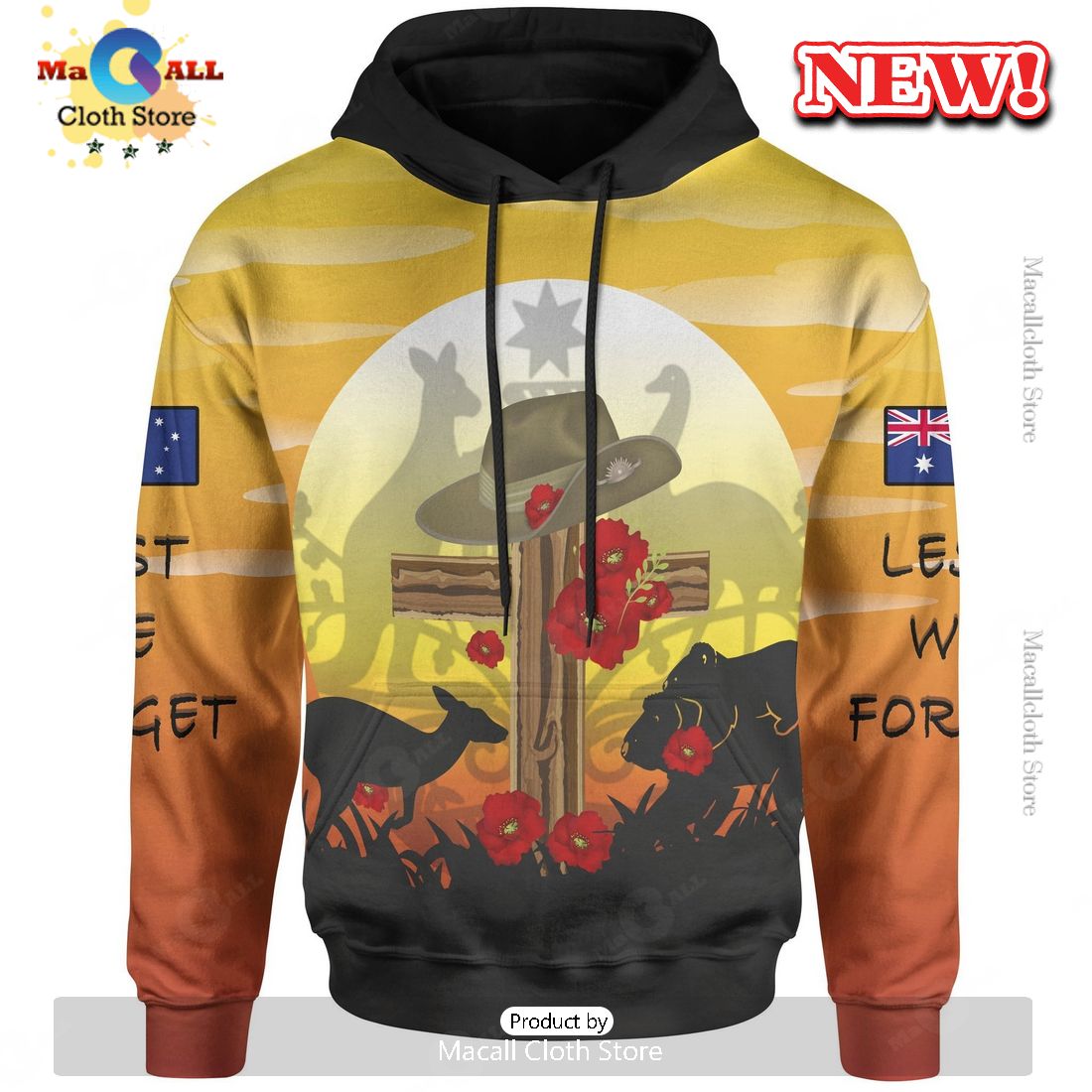 Australia Hoodie - Anzac Day Hoodie 3D Dawn Service Australia Hoodie - Anzac Day Hoodie 3D Dawn Service
