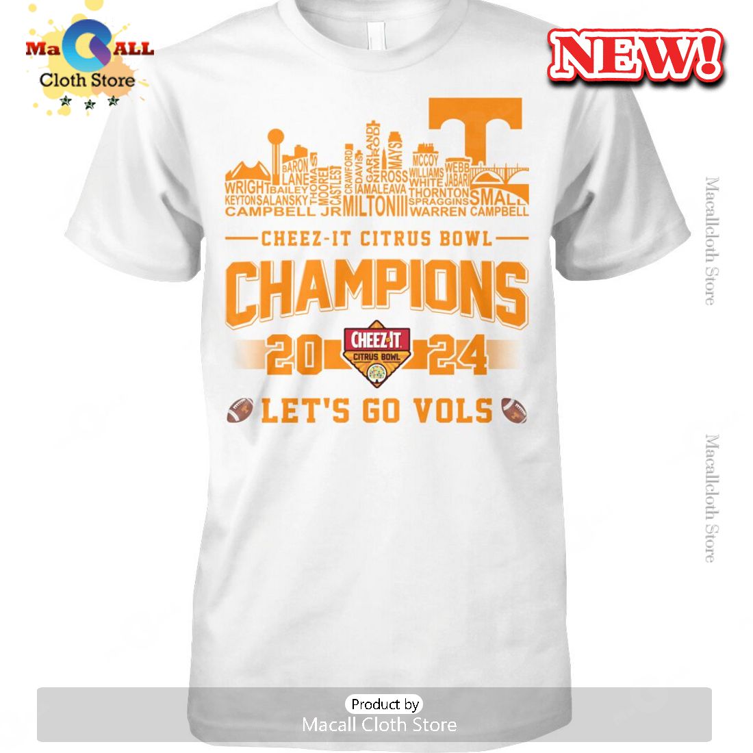 2024 Cheez-It Citrus Bowl Champions Tennessee Volunteers T-Shirt