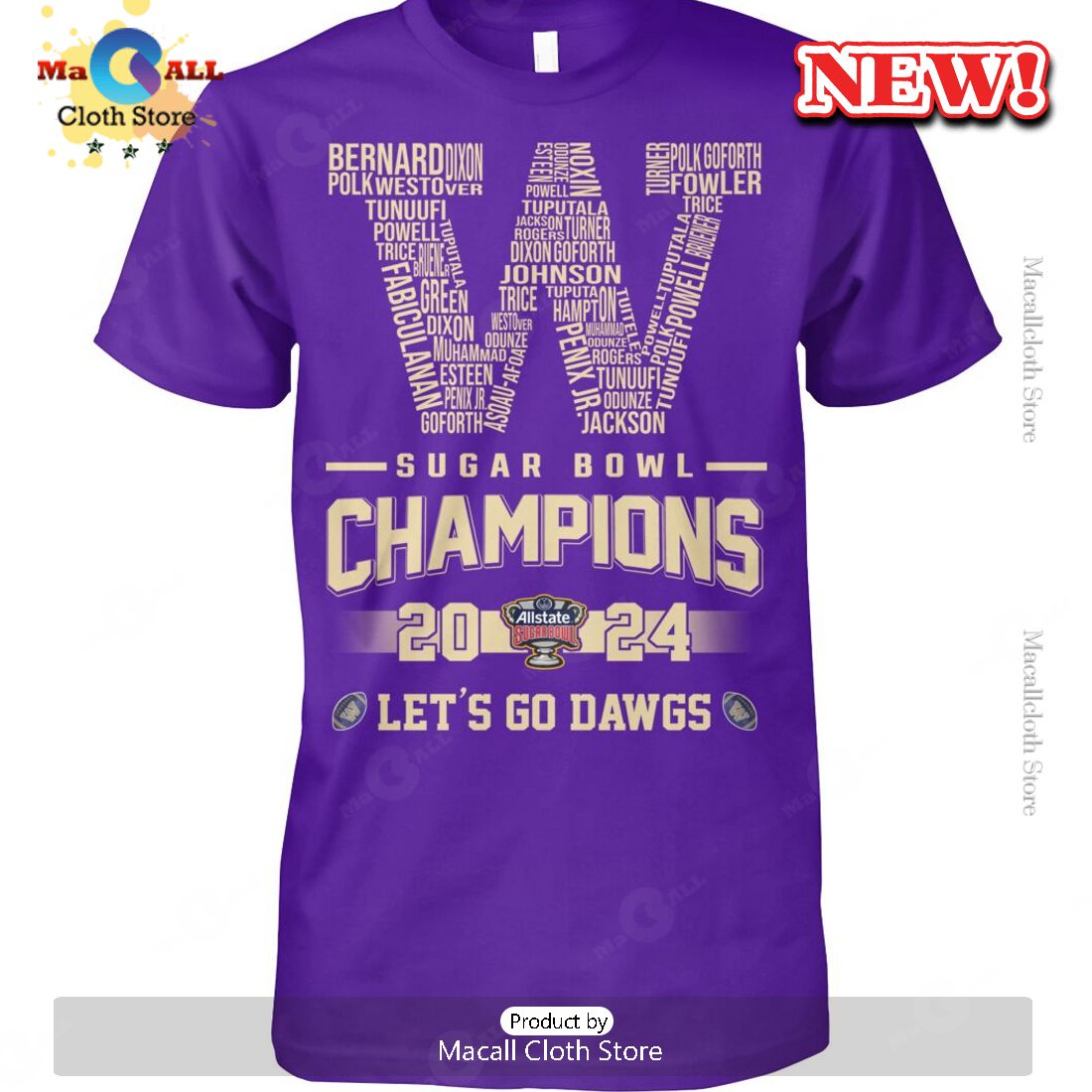 2024 Washington Huskies Sugar Bowl Champions T-Shirt