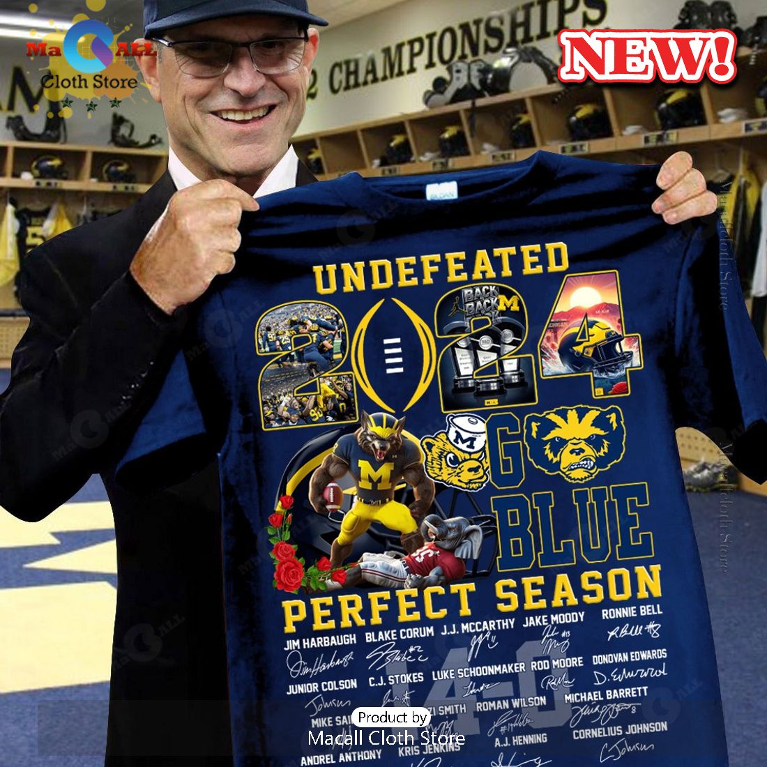 Undefeated 2024 Go Blue Perfect Season Signatures Classic T-Shirt Undefeated 2024 Go Blue Perfect Season Signatures Classic T-Shirt